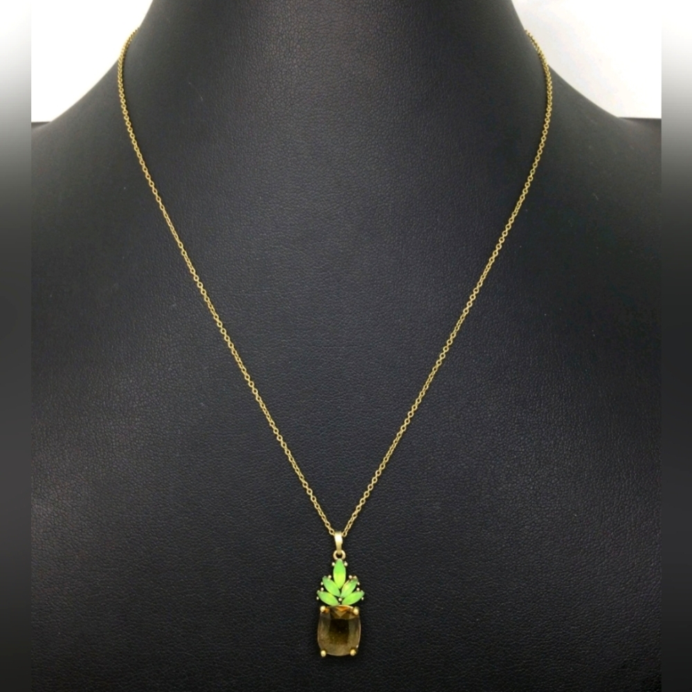 Banana Republic Rhinestone Pineapple Pendant Necklace 16"